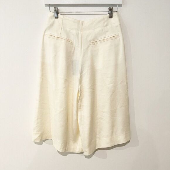 NEW Billy Reid Riding Culotte High Rise Pleated Linen Shorts Tinted White 2 - Picture 6 of 15
